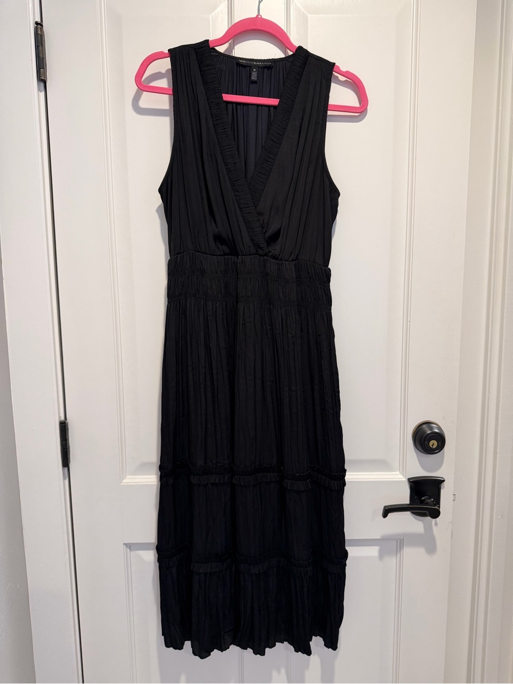 White House Black Market Black Sleeveless V-Neck Midi Dress